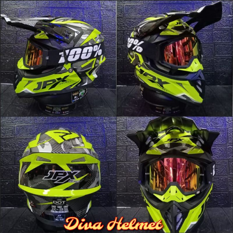 HELM JPX FOX1 TYPE X39 BLACK YELLOW INCLUDE KACAMATA GOOGLE 100% ORIGINAL TERMURAH
