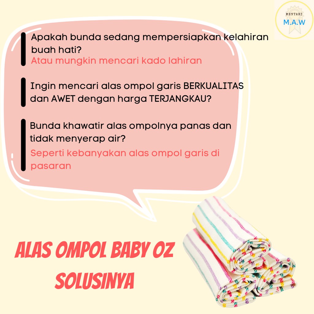 DFTV ORINAL Alas Ompol Baby Oz Garis / Popok Lurik Pipis Bayi Katun Tebal Kualitas Premium