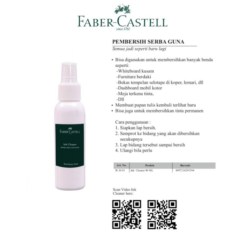 

Faber Castell Ink Cleaner Pembersih Tinta Permanent, Funiture berdaki