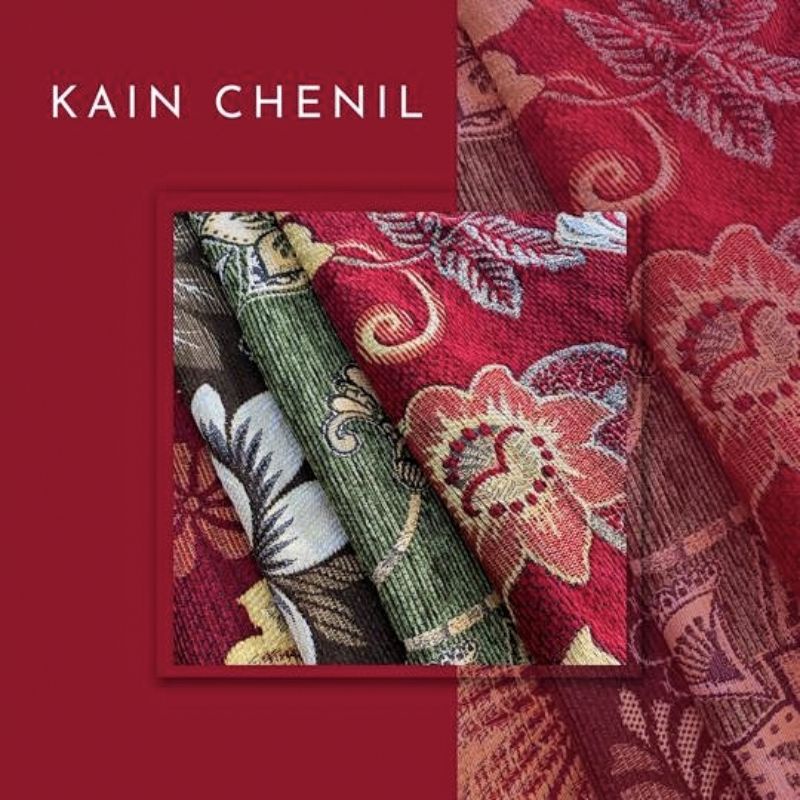 Kain Chenil Bahan Sofa Kursi Alas Taplak Meja Kerajinan