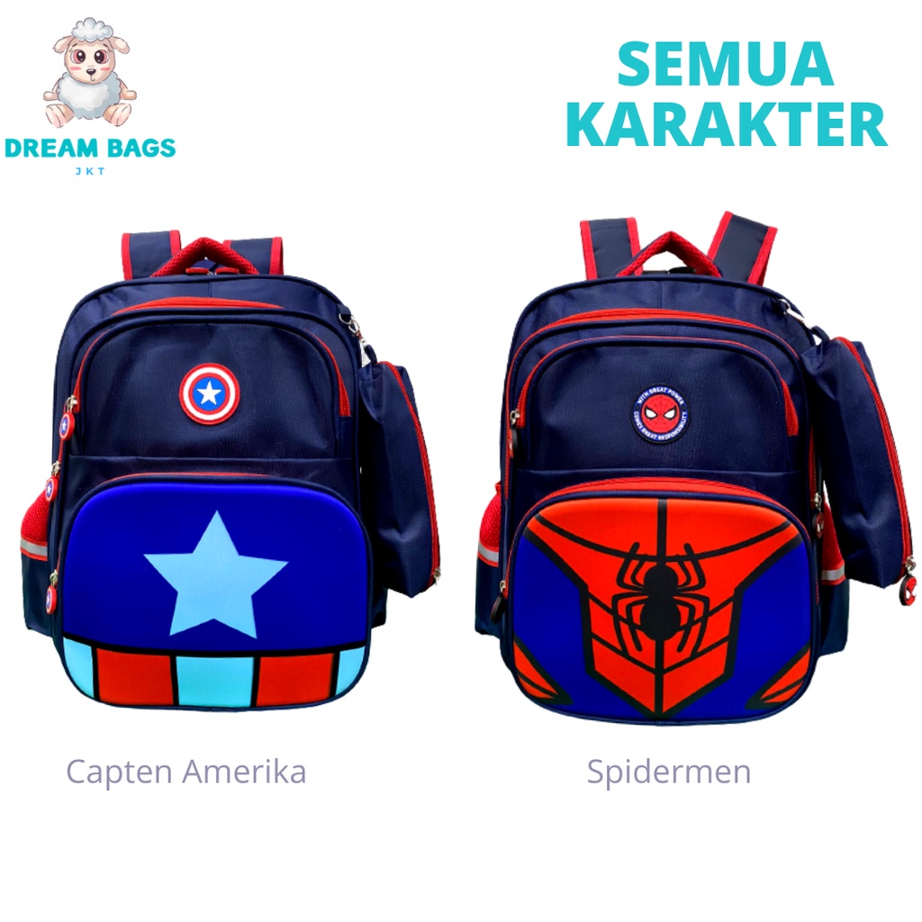 Tas Sekolah Karakter Superhero DB 1919 Size SD Tas Anak Import - Tas Sekolah Anak Laki Laki - Tas Sekolah anak Laki Sd - tas anak laki sd