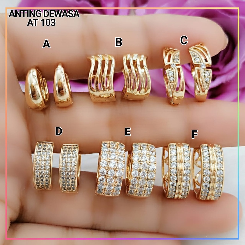 Anting xuping anting dewasa klip super cantik perhiasan lapis emas gold AT 103