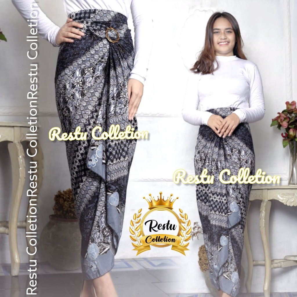 Rok Lilit Motif Batik Mumu Lavender Bawahan Wanita Kebaya Wisuda Kondangan Tunangan Nikahan Bahan Kain Sutra HQ Premium