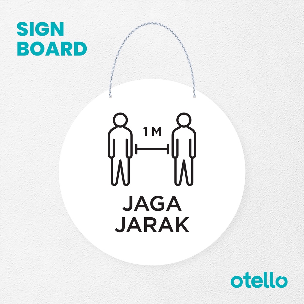 Otello Signage Jaga Jarak Signage Board Acrylic Papan Gantung Label Akrilik Rantai Petunjuk Toko Modern Minimalist Kafe Restoran Kantor Gedung Cafe