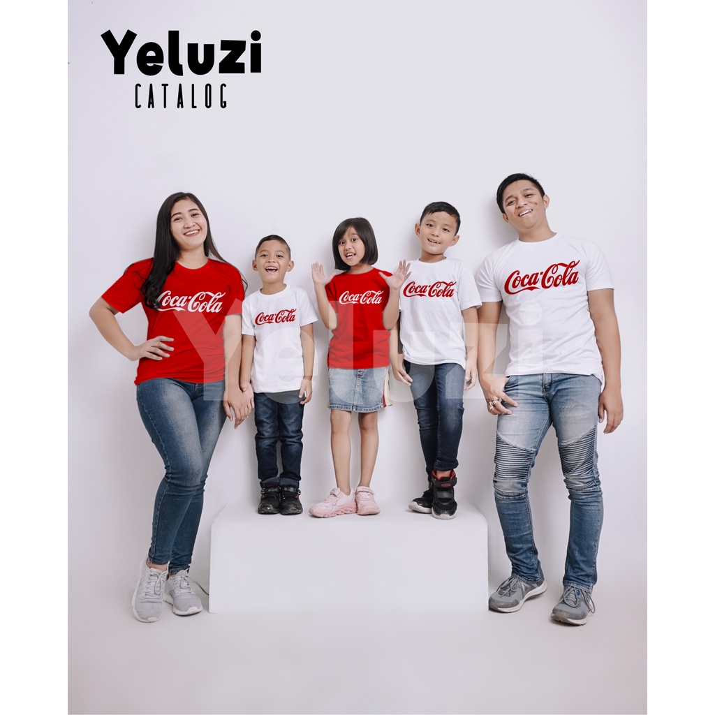 Baju Couple Kaos Keluarga Sarimbit Oblong Merah Putih Katun Combed 24s - YELUZI