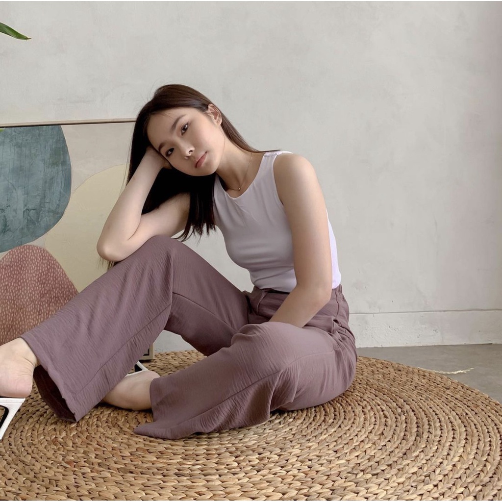 YOONA CRINKLE AND PATTERN PANTS - CELANA KERJA WANITA - CELANA STRAIGHT CUT - CASUAL PANTS - FLOWY PANTS - HADIAH / KADO ULTAH CEWEK