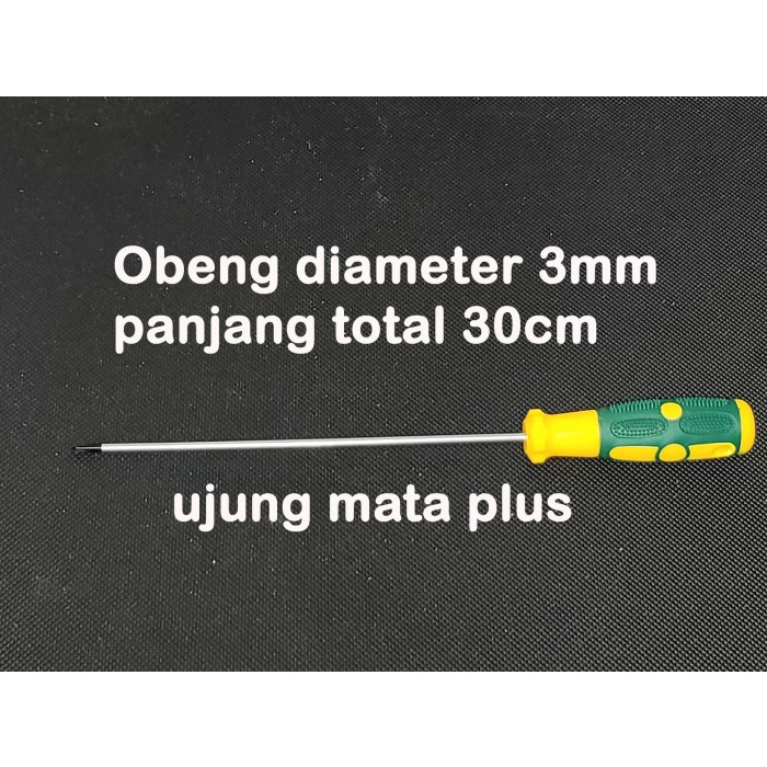 obeng hijau MATA PLUS diameter 3mm panjang 30cm magnet