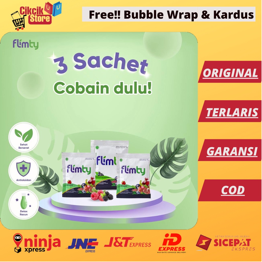 Isi 3 Sachet Flimty Fiber Original Minuman Diet Sehat Alami Terampuh Flimty Pelangsing Aman BPOM Ras