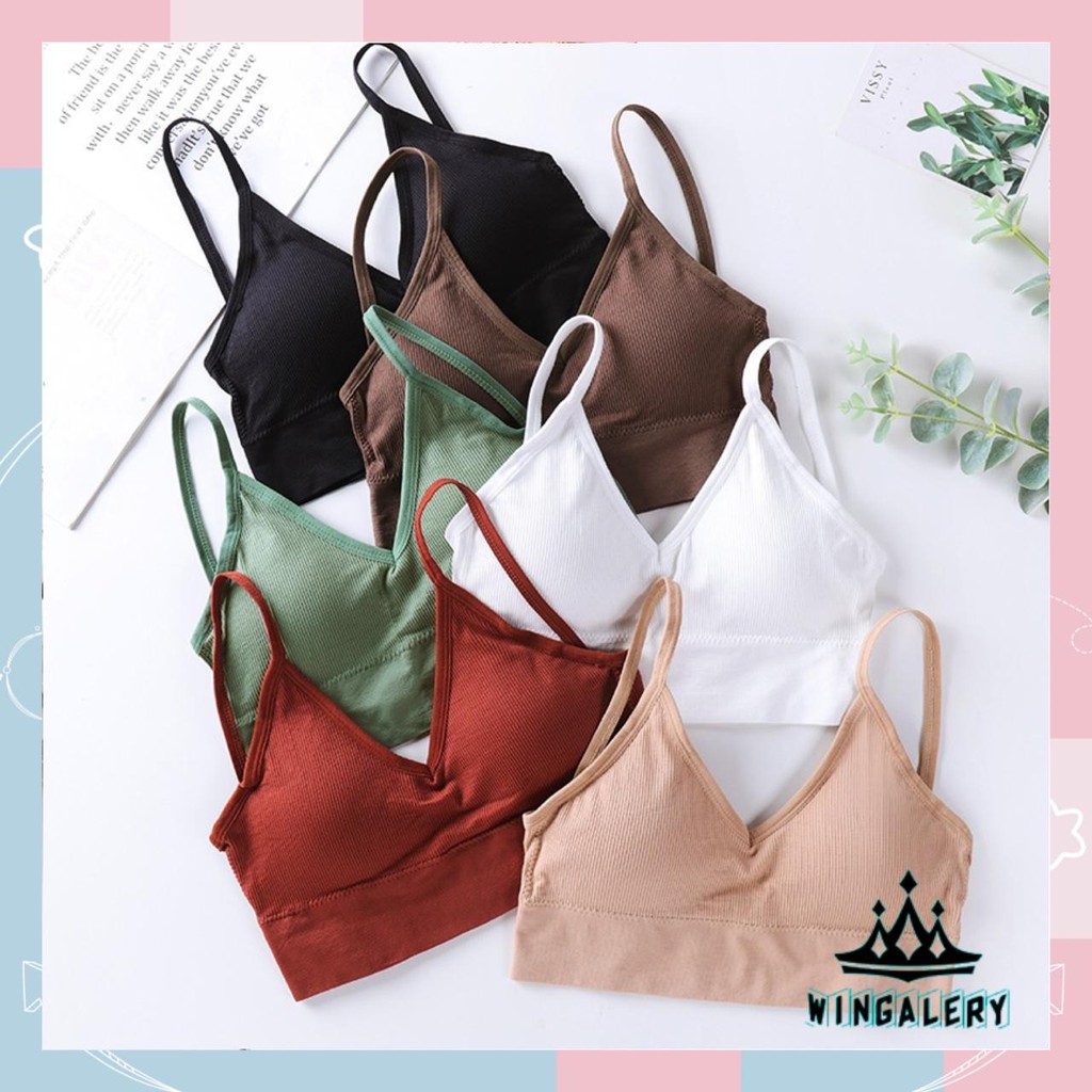 WINGALERY Bra Wanita Tanpa Kawat Bahan Halus Pakaian Dalam bralette Push Up Elastis 1012