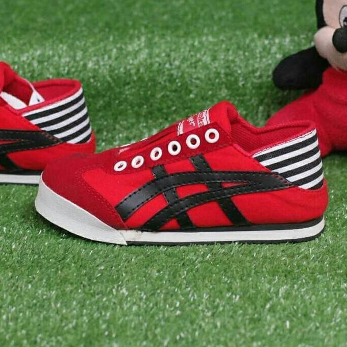 HOT SALE SEPATU ANAK ONITSUKA SLIP ON/ MERAH HITAM MURAH KEKINIAN