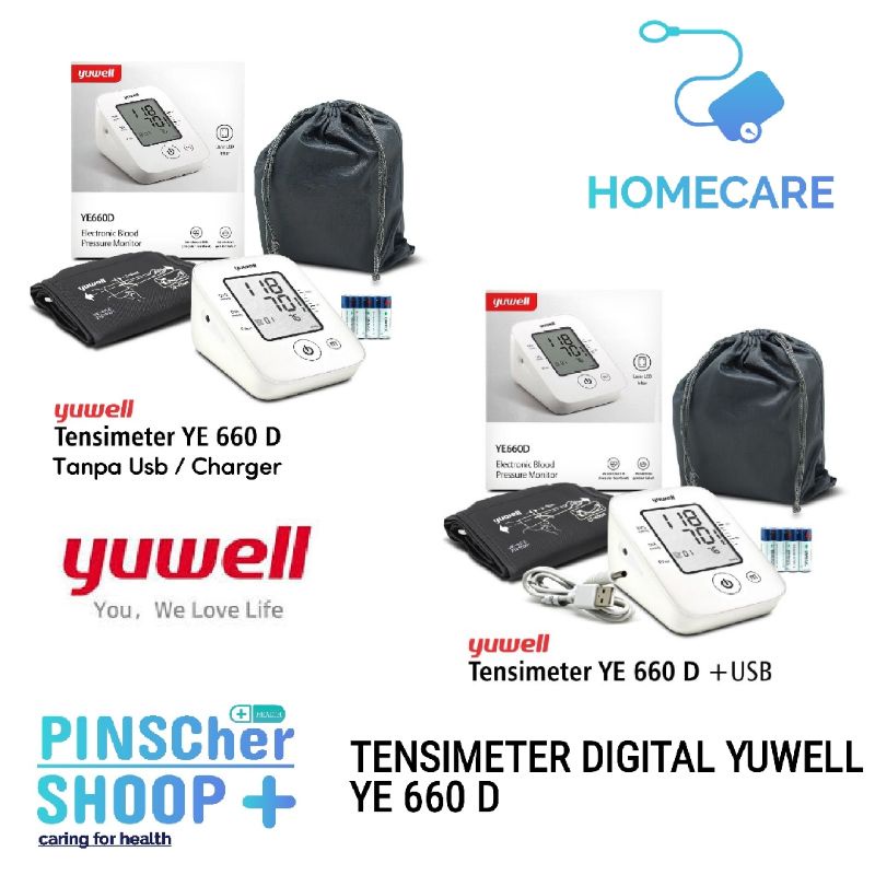 Tensimeter Digital Yuwell YE 660 D + USB Alat Ukur Tekanan Darah