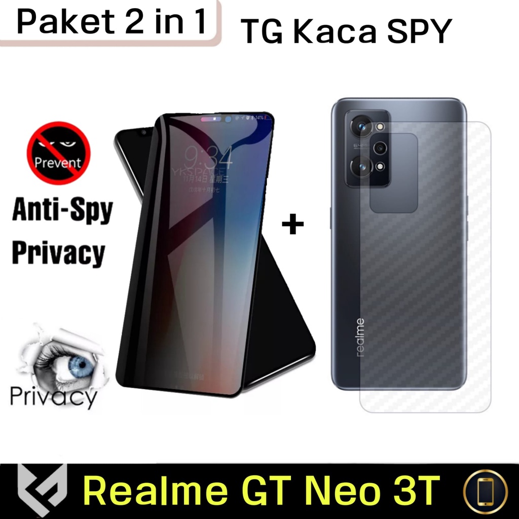 PROMO PAKET 2IN1 Tempered Glass Realme GT Neo 3T Free nti Gores Camera / Skin Carbon Pelindung Body Belakang Handphone