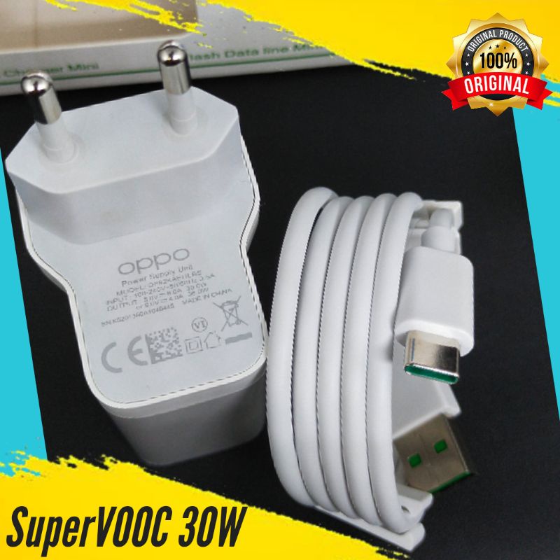 Charger Oppo Original 30w Super Vooc Usb Type C Adaptor Casan Hp Reno 3 Pro 4 4f 2f A52 A54 A74 A33