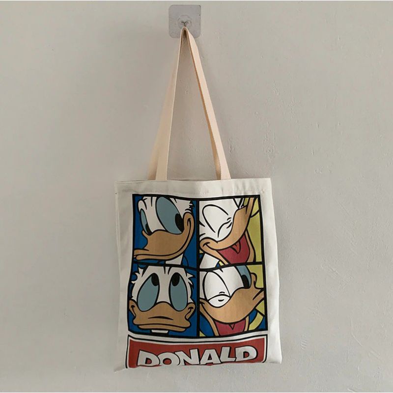 Tote bag kanvas wanita motif Donald