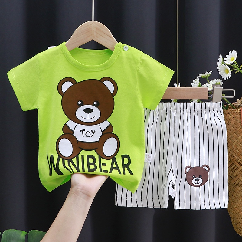 PROMO 12.12 Cherry COD Setelan Baju Bayi Import / Baju Anak Laki Laki / Setelan Kaos Anak SLP02