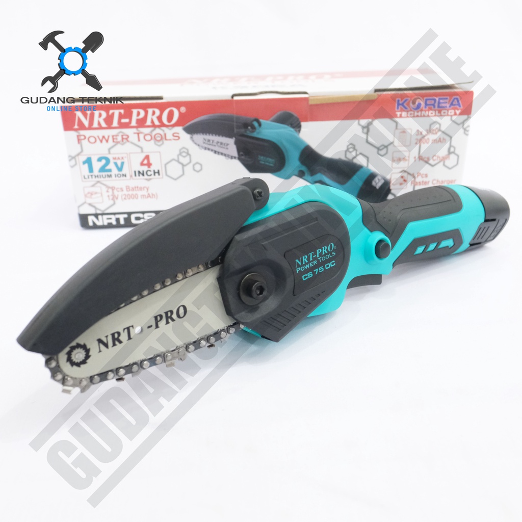 Mini CORDLESS Chainsaw 4&quot; NRT PRO CS75DC / Mesin Gergaji Kayu Mini BATERAI CS 75 DC NRT PRO