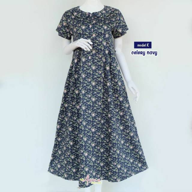 MODEL K CELERY NAVY Homedress Asma Daily Wear