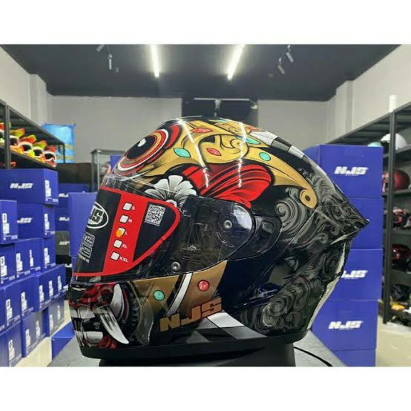 Njs zx 1 barong glosy metalik doft doff rush red blue merah biru double visor ddring murah