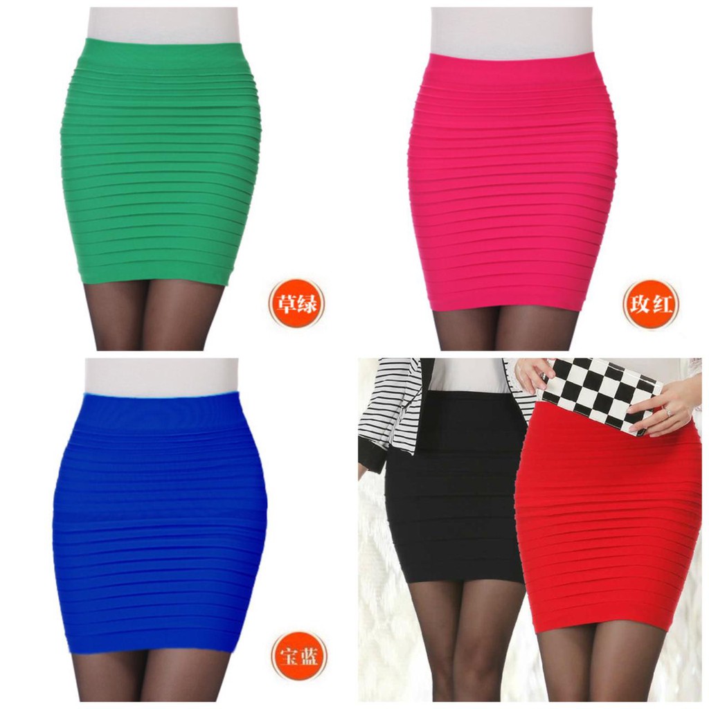 Candy color skirt summer season half-length A-line skirt one-line skirt stretch plus size short skir