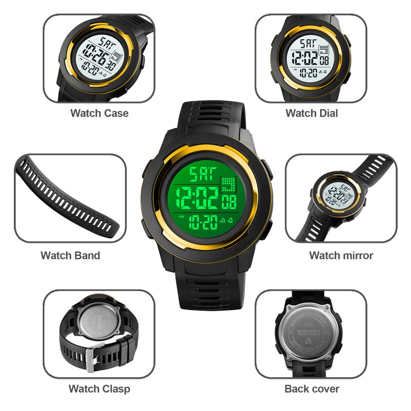SKMEI 1731 Jam Tangan Pria Digital Dual Time Chronograph Sport Watch Anti Air Tali Rubber WATCHKITE WKOS