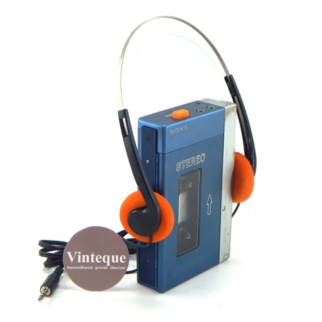 Headphone Walkman Vintage Antik Frame Besi Busa Merah/Orange Rare