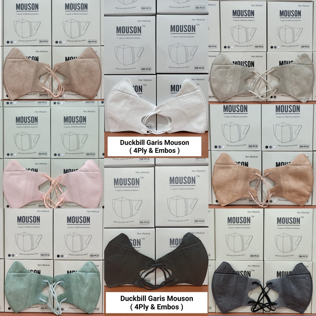 MASKER DUCKBILL MOUSON GARIS PREMIUM EMBOS HITAM PUTIH