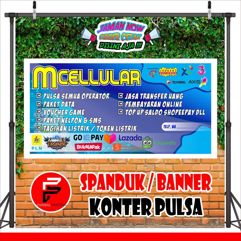 spanduk banner kios pulsa konter pulsa ukuran 2 x 1 meter