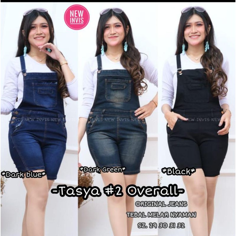 OVERAL CELANA PENDEK // TASYA 2 OVERAL JEANS SKRIT JEANS TEBAL