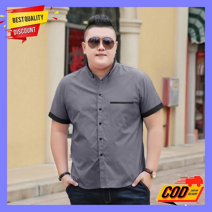 Alisan Kemeja Pendek Reguler Motif Kotak Salur Kecil Merah Hitam Baju  Kemeja Bigsize Hem Pria / Top