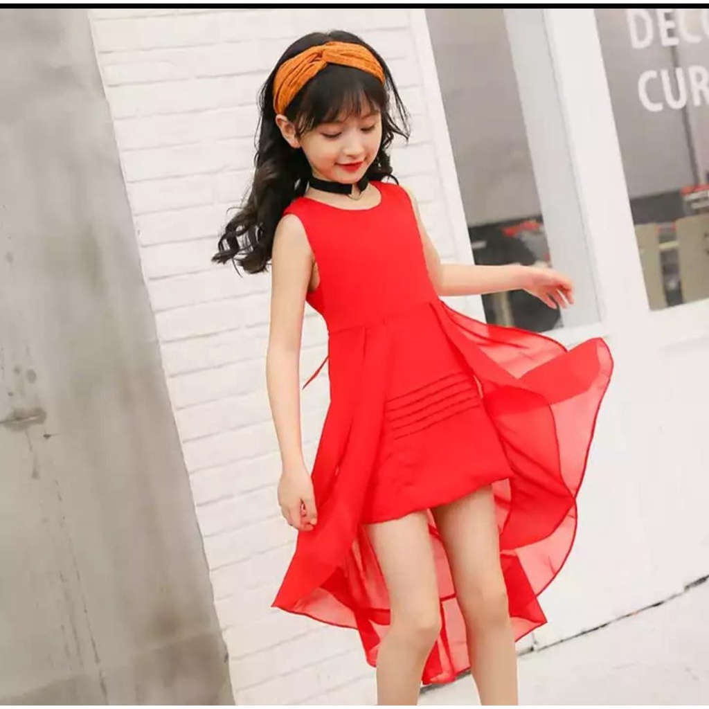 [dress pegi RO]Dress Anak Ardila Crep Merah