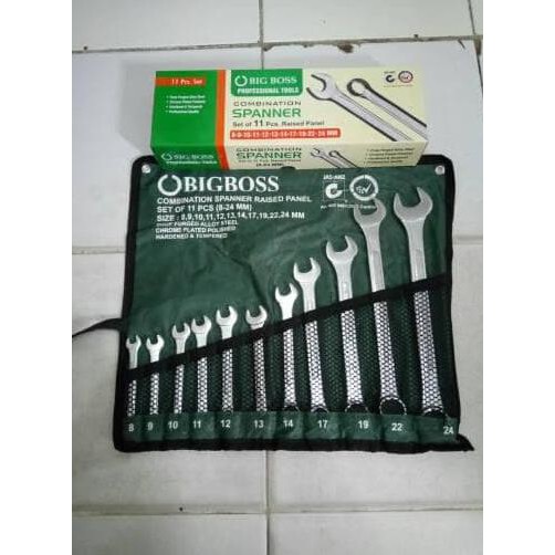 Kunci Ring Pas Set 11 Pcs 8 - 24 Mm Big Boss