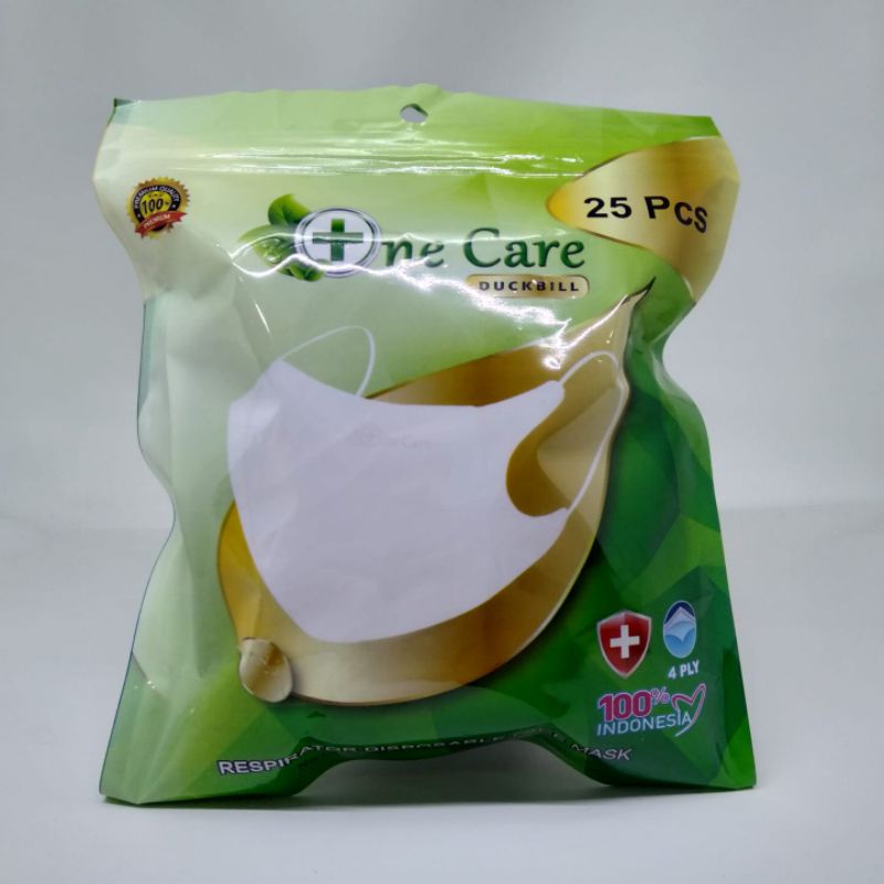 MASKER DUCKBILL ONE CARE 4 PLY SACHET DISPOSABLE FACE MASK ISI 25 PCS