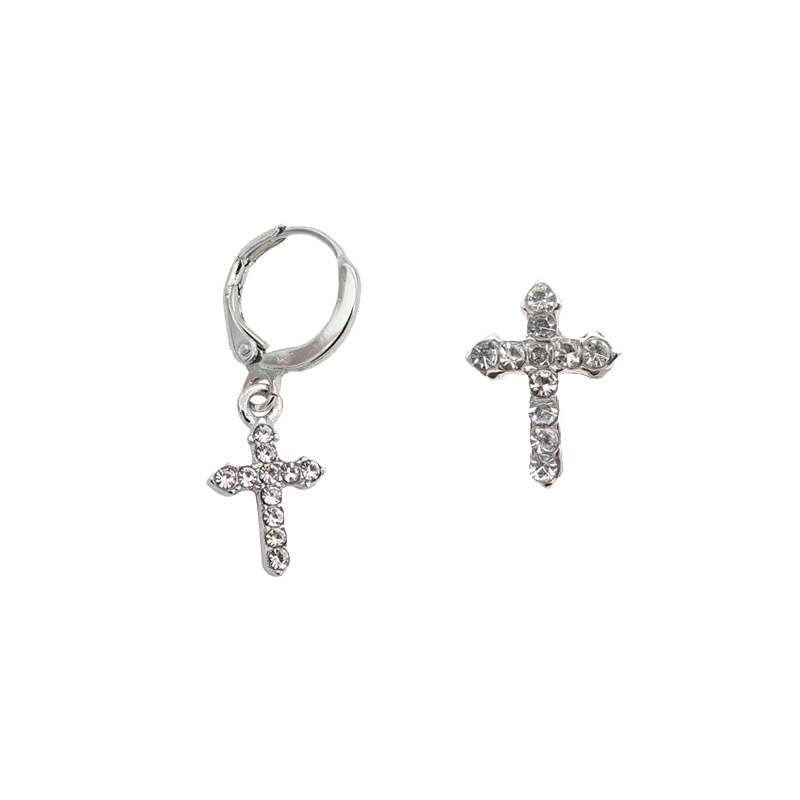 Anting Tusuk Gantung Wanita Desain Salib Hias Zircon + Kristal / Berlian Imitasi Gaya Gothic / Hip Hop Kreatif Untuk Pesta