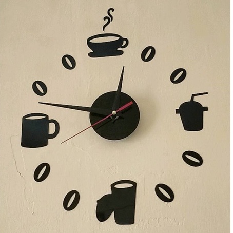 GS8pro Jam Dinding Dekorasi Model Kopi DIY Coffee Big Wall Clock Dekorasi am Dinding Dekorasi Model Kopi DIY Coffee Big Wall Clock Dekorasi Jam Dinding Tempel Kopi Cafe - DIY-07