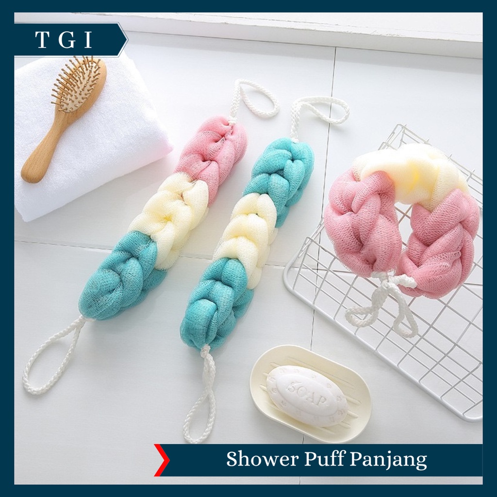 TGI - SPONS MANDI SHOWER PUFF SPONS BUSA PANJANG SPONGE BAGUS PREMIUM / SHOWER PUFF PREMIUM / SHOWER PUFF MANDI / SPONS MANDI PANJANG SPON MANDI KEPANG SHOWER PUFF SPONGE MANDI