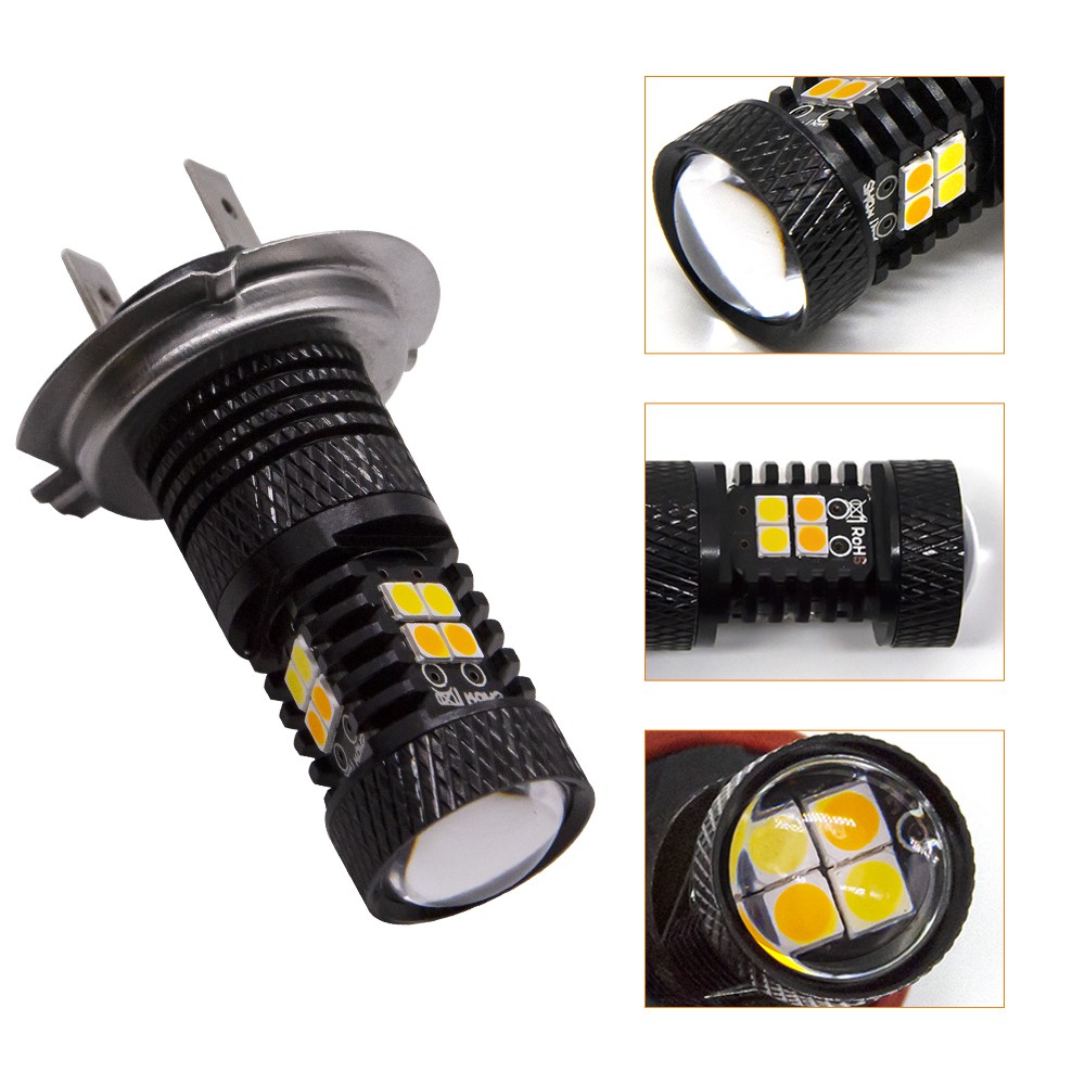 2 Pcs Dual Warna H7 H11 H8 Led Fog Lamp Light 9005 9006 HB4 H16 5202 Lampu Mengemudi Auto Running Putih Kuning Kuning