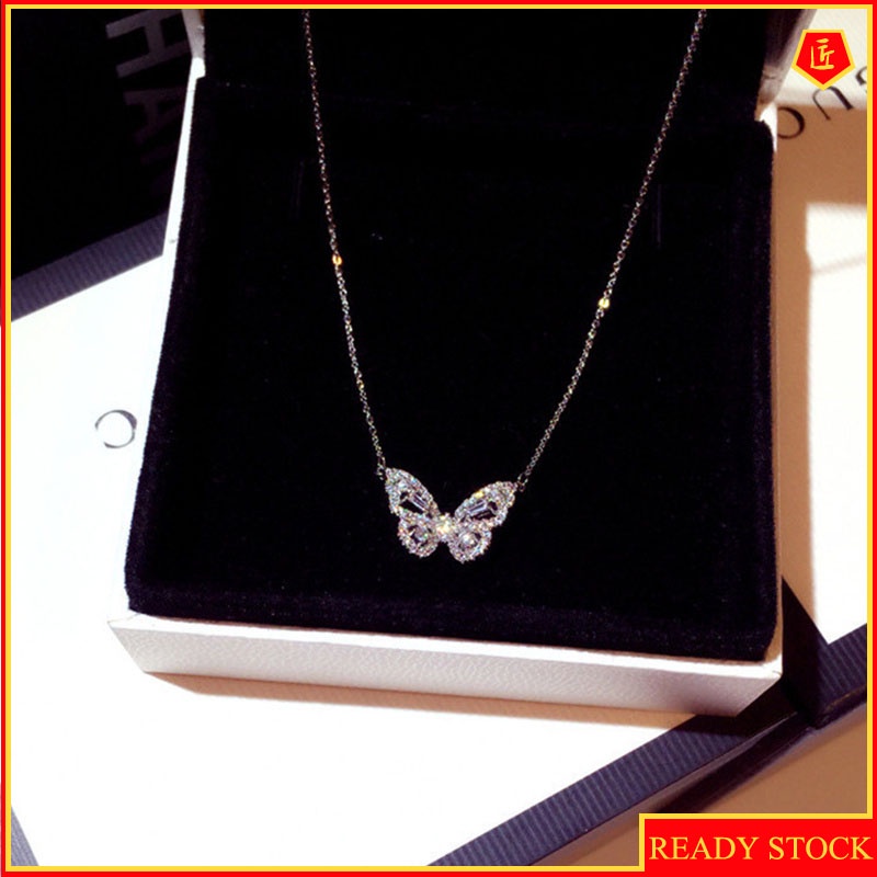 [Ready Stock]Super Fairy Niche Hollow Butterfly Pendant Female Micro Inlaid Zircon Fashion Design