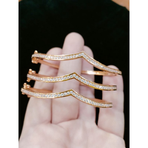 Gelang keroncong model Aurel rosegold silver 925 lapis emas 24K