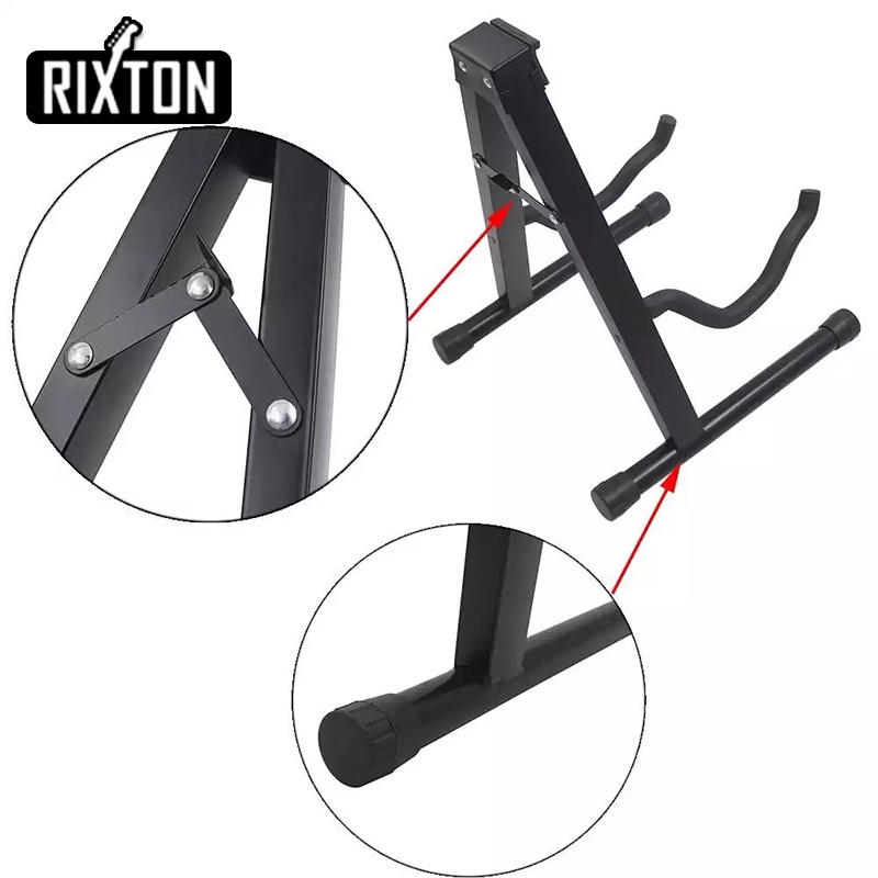 Rixton Lipat Lantai Gitar Stand Holder Portabel Lipat Ringan Floor Stand