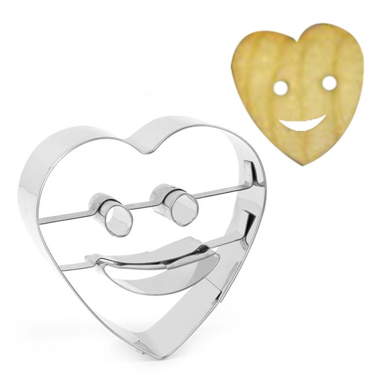 4pcs / set Cetakan Pemotong Kue / Biskuit / Cookies Mini Bentuk Emoji Smiley Face Bahan Stainless Steel