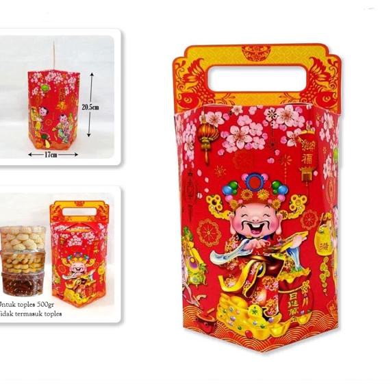 

QJ8 Box kue imlek box kue kering 3 toples 500 gram KJ Terkini'