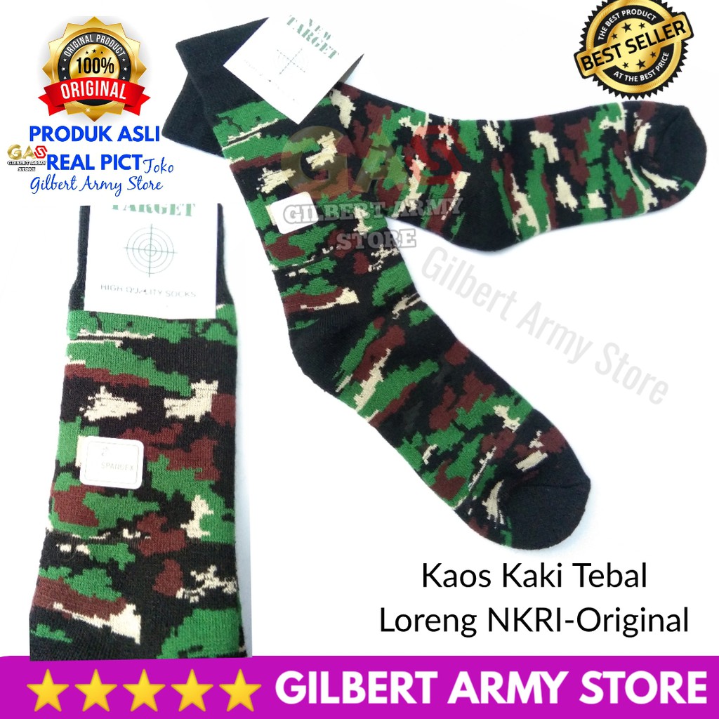 Grosir Kaos Kaki Loreng Nkri Murah Tebal Kaos Kaki Pdl Tni GILBERT ARMY STORE -Kaos Kaki Loreng Tni