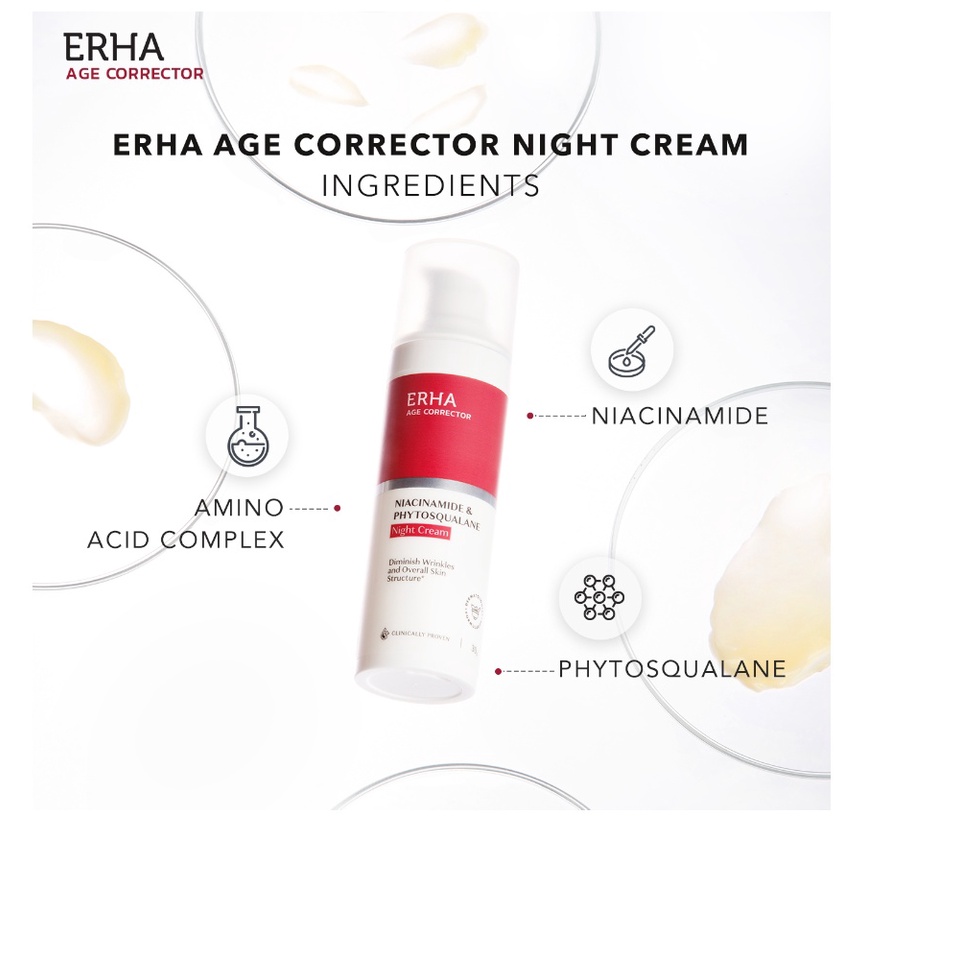 CS--ERHA Age Corrector Niacinamide &amp; Phytosqualane Night Cream 30g - Krim Malam