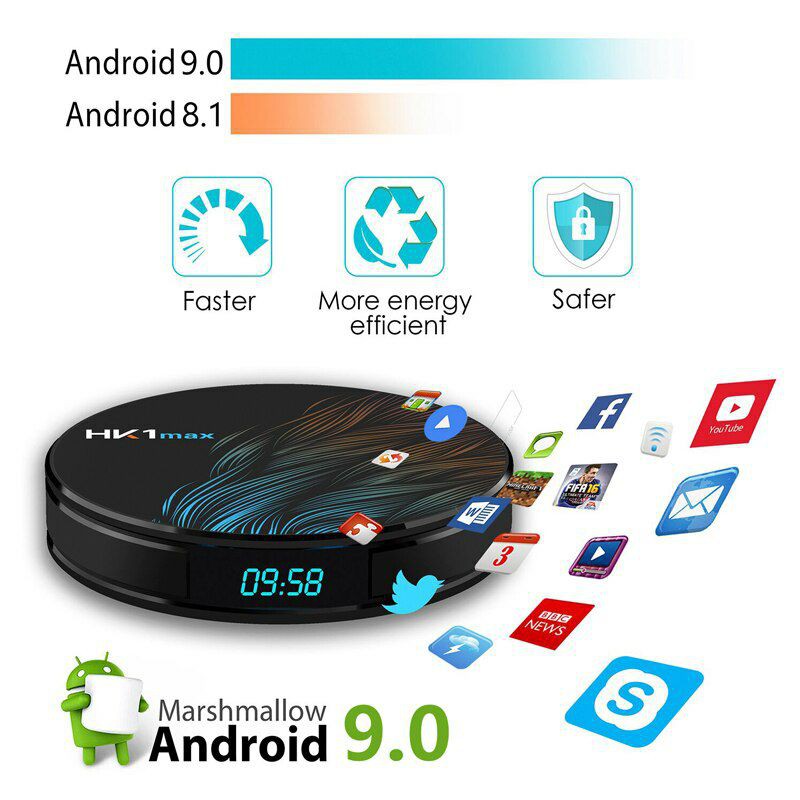 HK1 Max Smart TV Box Android 9.0 4K 2/16GB - Black