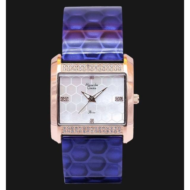 Jam Tangan Alexandre Christie AC 2526 LH Tali Mika Blue Rose Wanita / Cewek Original