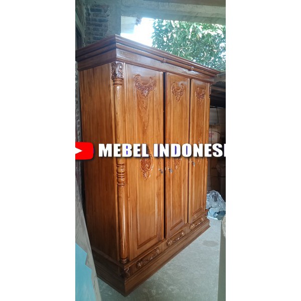 Lemari Pakaian Ukir Peluru Kayu Jati Jepara