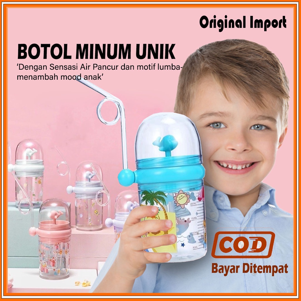 Botol Minuman Minum Anak Air Mancur Paus Sedotan Tutup Botol Dan Tali Panjang Laki Laki Perempuan 26