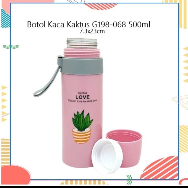 Botol Kaca Kaktus Cangkir/Botol Motif Tumbuhan