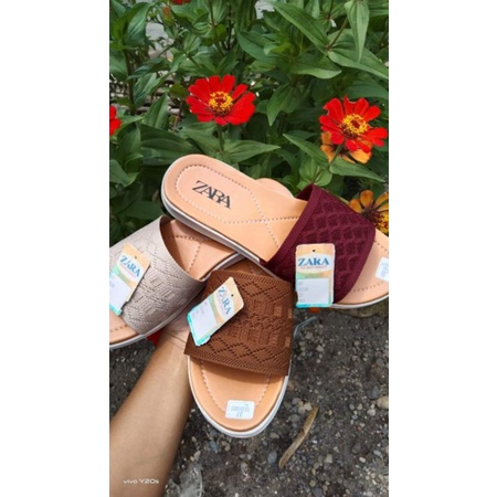 sandal flat slop rajut wanita