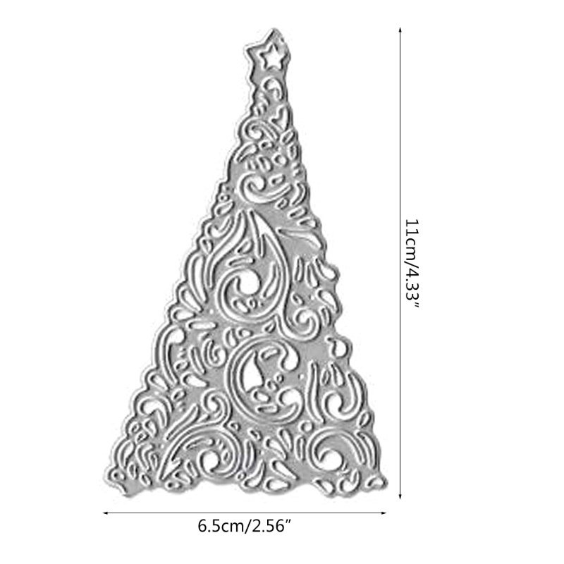 Cetakan Stensil Cutting Dies Motif Pohon Natal Bahan Metal Untuk Scrapbook / Craft DIY